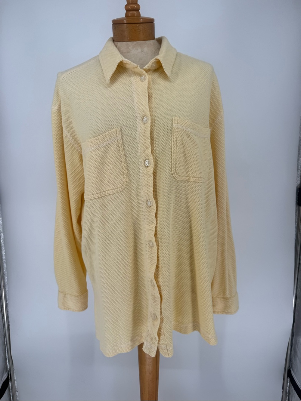 VTG Women's Pale Yellow Cotton Casual Button-Up Shirt sz 1X